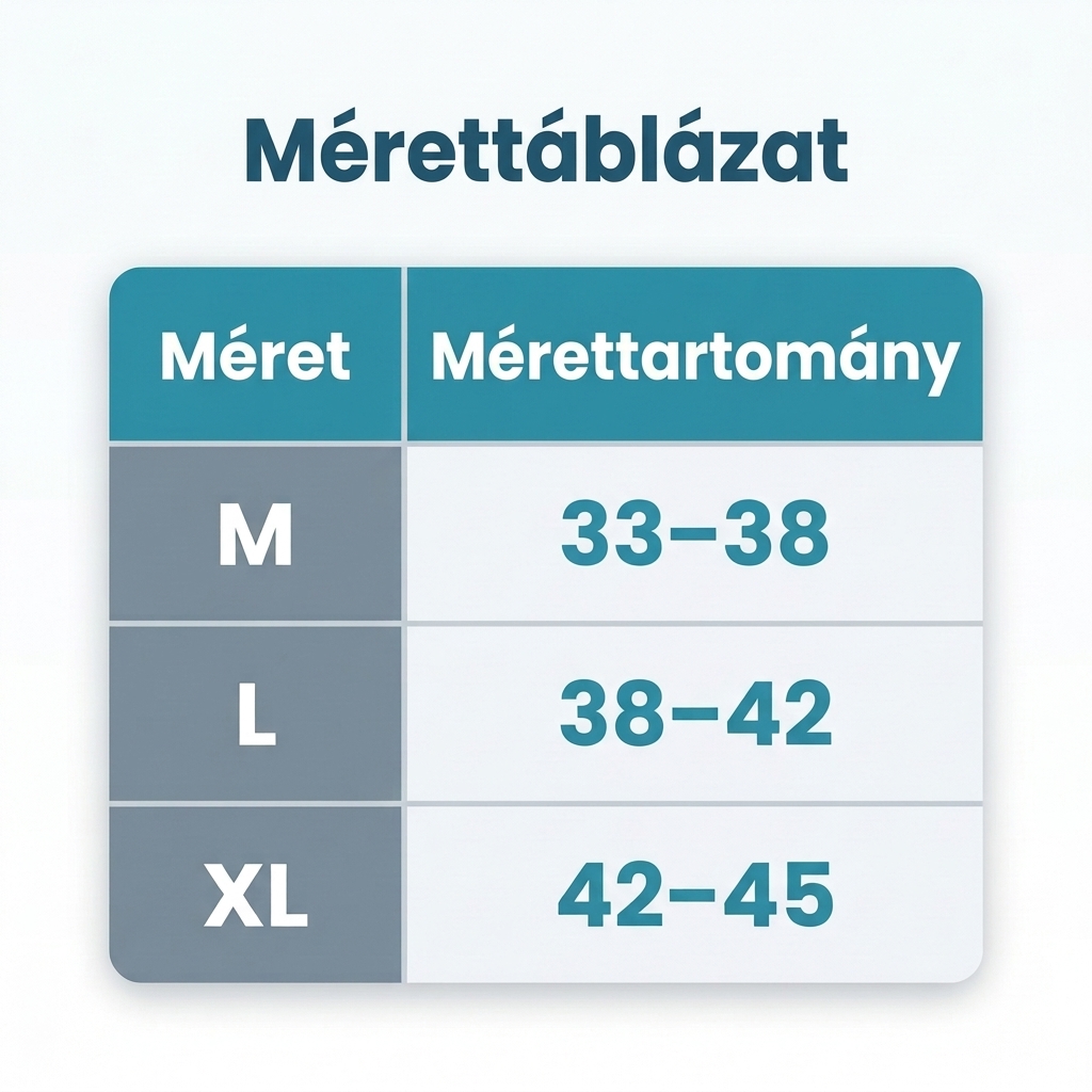 Mérettáblázat